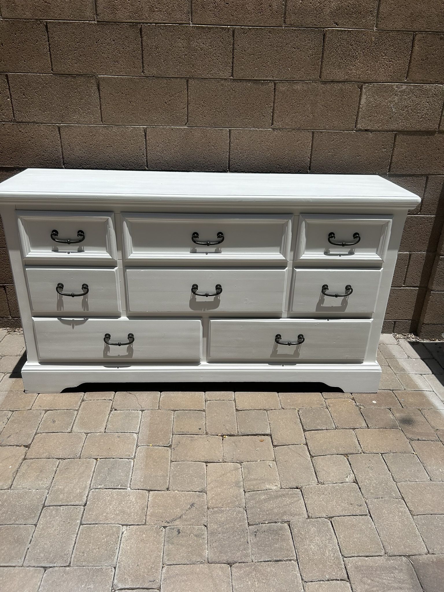 White Dresser With Black Handles