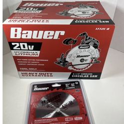 Bauer 20V Hypermax Lithium Circular Saw 6-1/2" Cordless 1772C-B Tool & Blade