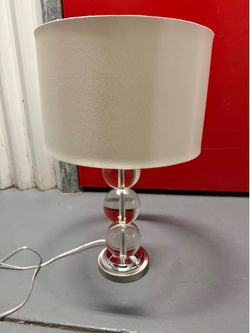 Set of 2 Table Lamps — Stacked Glass Orb Base, Drum Shade