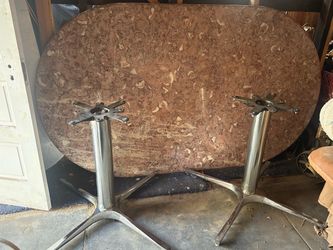 Stunning Oval Natural Marble Dining Table with Chrome Pedestal Bases
