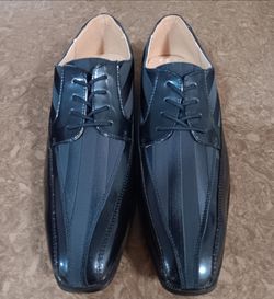 Men's Stacy Adam's Royalty navy blue bicycle toe glossy finish oxford size 11.5