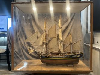 Ship Model Scale Model And Case Wood HMS BOUNTY 40L x 35"H 