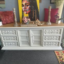 White Decorative Dresser With Crystal Knobs At Picky Pinchers Furniture 5280 Seminole Blvd. St. PetersburgFl