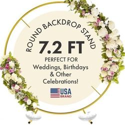 NEW 7.2FT Round Backdrop Stand Circle Gold Balloon Arch Frame Kit Metal Wedding Backdrop Parties Baby Shower Graduation Decorations