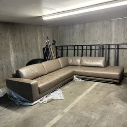 Leather Andreas Right Chaise Sectional -slater Gray