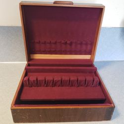 Antique Flatware Silverware Wood Storage Chest Box