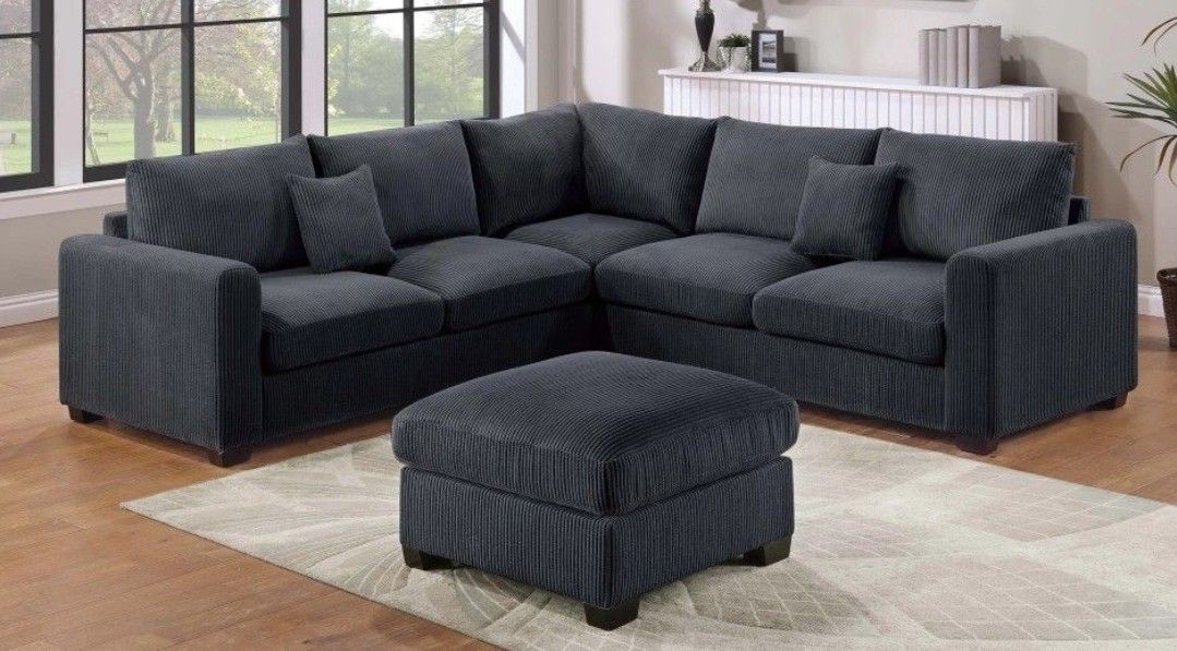 BRAND NEW 4PCS SECTIONAL SOFA SET WITH OTTOMAN AND ACCENT PILLOW INCLUDED $549