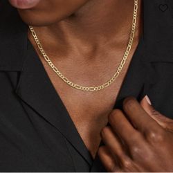 14K Yellow Gold 5.25mm Flat Figaro Chain Necklace