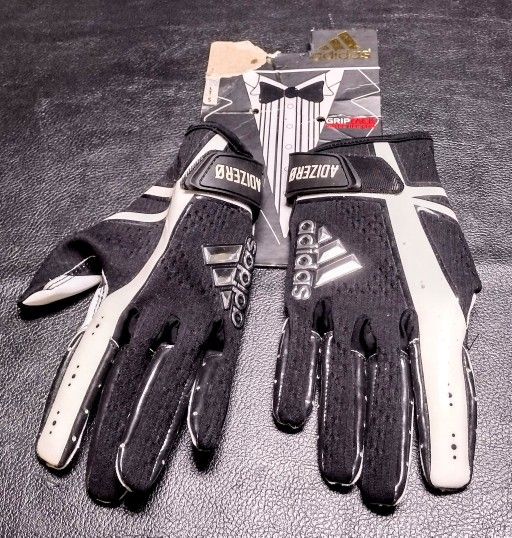New Adidas Adizero 6.0 Black/White Football Griptack Gloves Adult Small (Package Damaged)