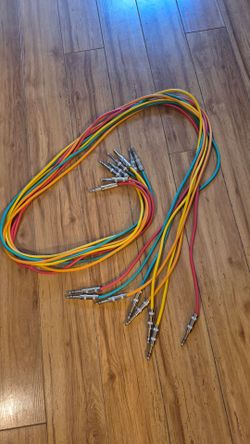 1/4 inch tip sleeve connector Cables Multicolor Set  6 ft long