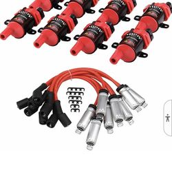 Red CARBOLE Coil Pack & Spark Plug Wires 