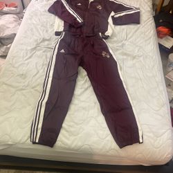 Vintage Adidas Maroon ASU Track Windbreaker Jacket & Matching Maroon Striped Track Pants