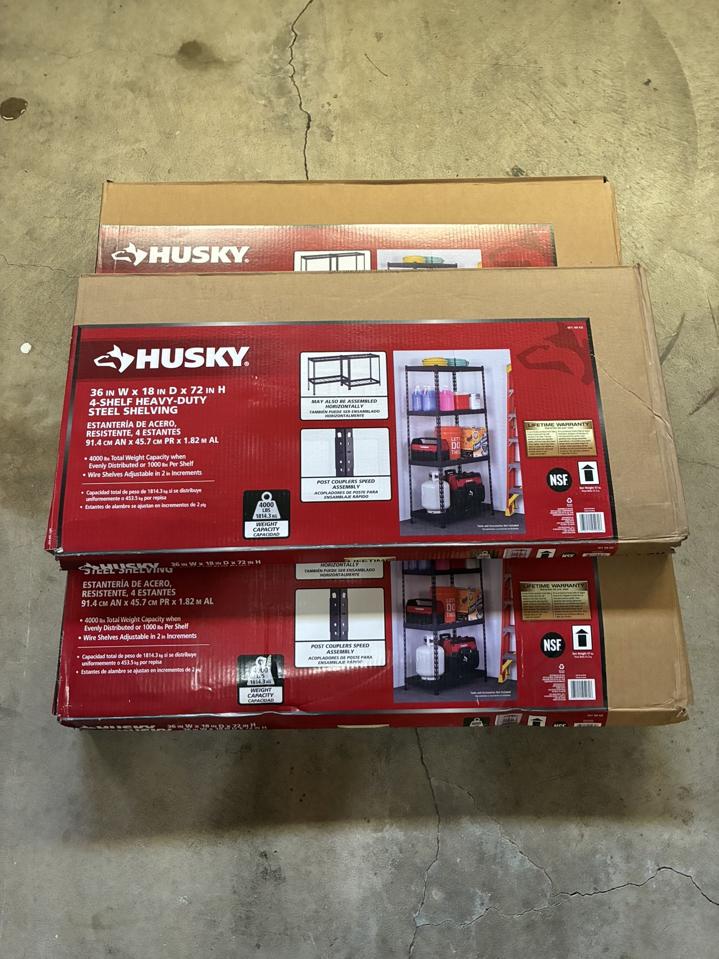 Husky 4-Shelf Metal Heavy-Duty Adjustable Garage Storage Shelving Unit  