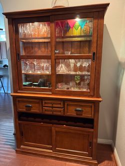 Rustic Craftsman Wooden China Cabinet Hutch