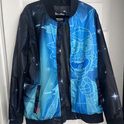 Members Only Rick And Morty Adult Swim Mens Large Full Zip Jacket Black Blue