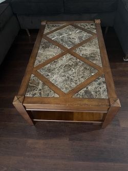 real marble and wood living room set 