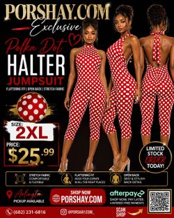Polka Dot Halter Jumpsuit ❤️🤍