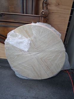 Round wicker end table