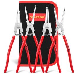 TOOLEAGUE 4 Pcs Snap Ring Pliers Set