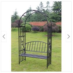 ChurchHomeCollections .co      Kinbor Outdoor Metal Garden Arch With Seat Bench Arch Garden Arbour For Climbing Plant