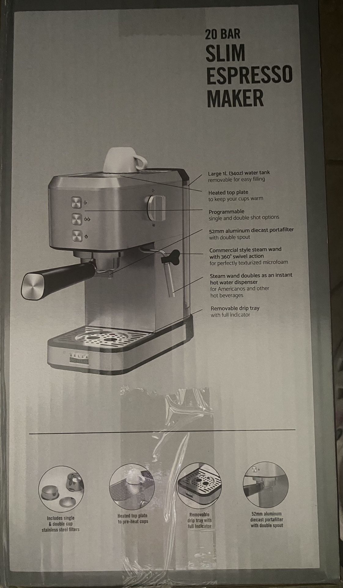 New! Slim Espresso Machine W 20 Bars Of Pressure