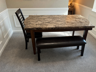 Crown Mark Furniture Marble Dining Table Like New 64x38 Inches - Dallas, GA