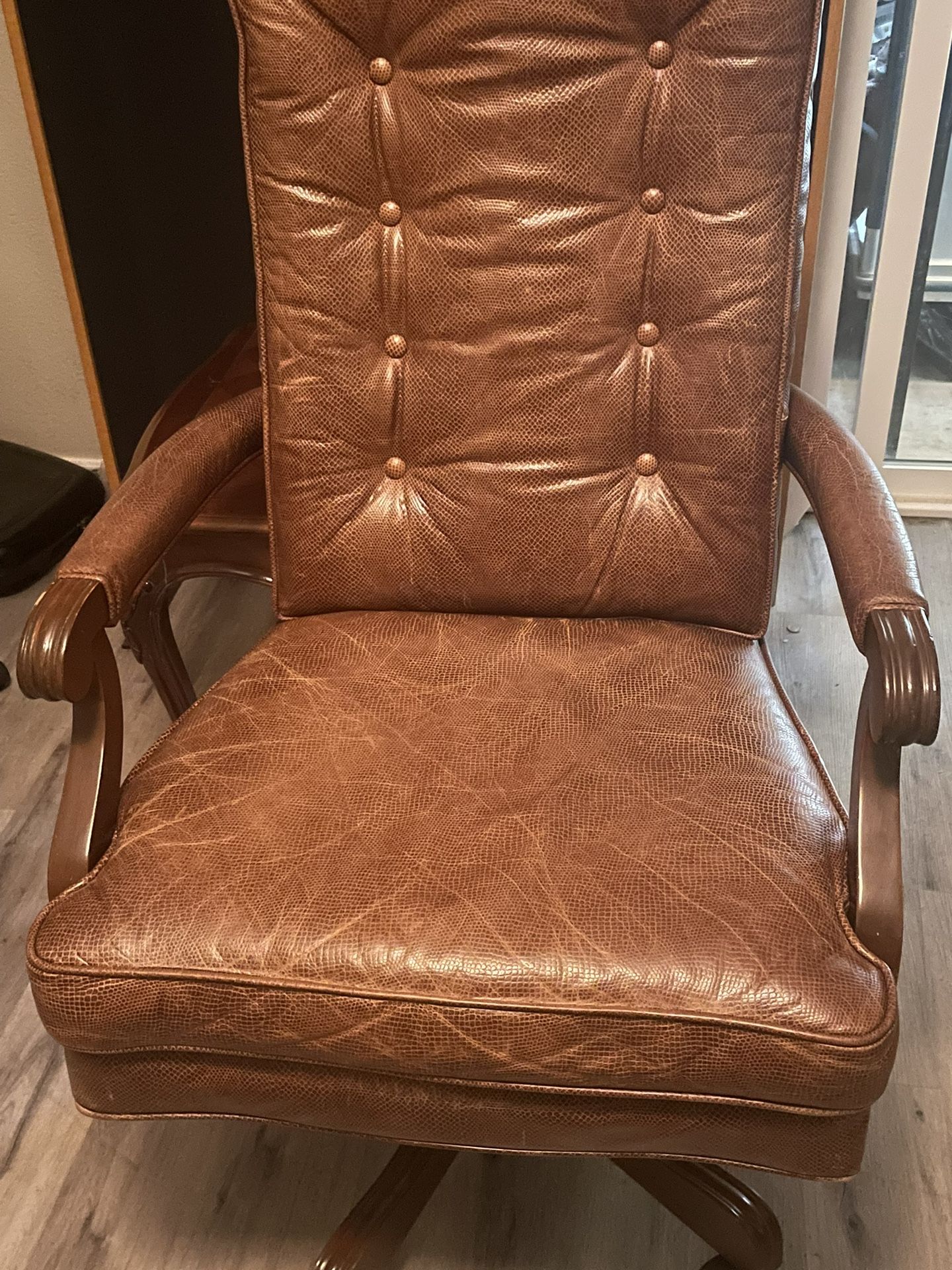 Ethan Allen Leather Desk Chair Harvard Swivel Chair Office Casters #72-7605