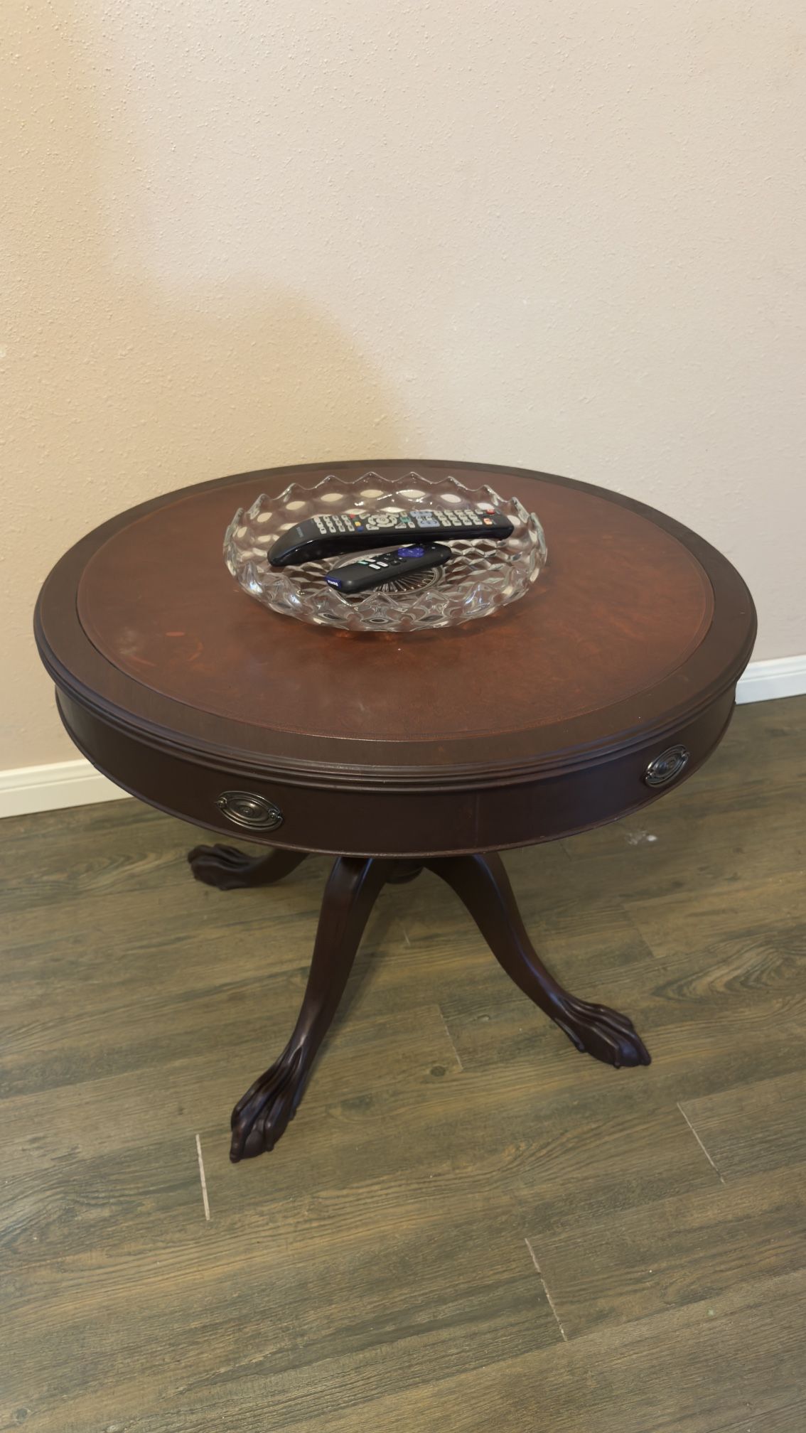 Round Mahogany Drum Table