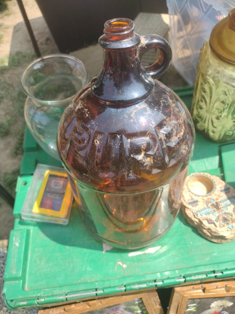 Antique Amber Glass Purex Bottle Gallon Size