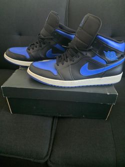 Air Jordan 1 Mid Royal Blue Black Sneakers