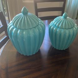Two ceramic cookie jar