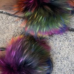 Phoenix Real Fur Custom Slides Sizes 5.5,6,8.5,9 Only message True Size & Order