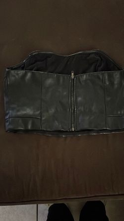 Black leather tube top