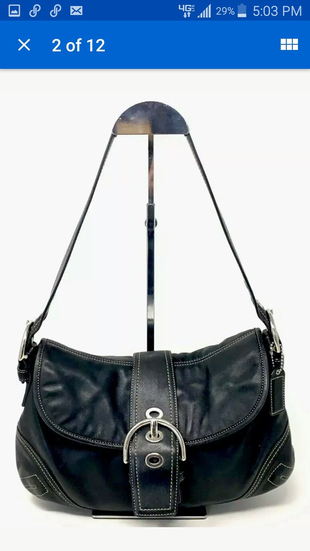 Coach Black Leather Shoulder Handbag