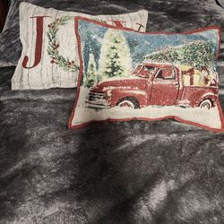 Christmas Red Truck Decorative Pillow 