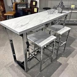 Dining Table 60x20 Set With 3 Stolls And Power Station USB