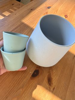 Modern Ceramic Planter Set – 1 Large + 2 Small (Neutral Tones)