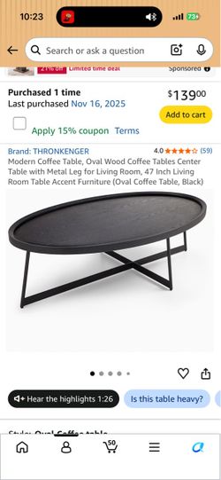Wood and Metal Legs Coffee Table - Still in Box