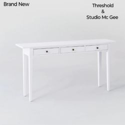 Brand New Threshold &Studio Mc Gee Dana Point Wood Writing Desk Or Console Table White With Drawers