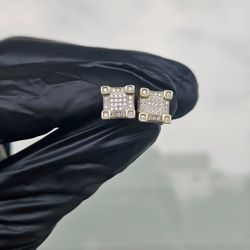 1.6ct Square Cluster Moissanite Stud Earrings 8.0mm .925 Gold Over Silver