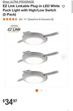 EZ Link Linkable Plug-in LED White Puck Light with High/Low Switch (3-Pack)
