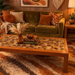 Vintage Mid Century Modern Tile Top Coffee Table + End Table Set
