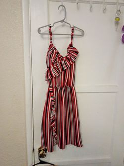 Red Striped Ruffle Mini Dress