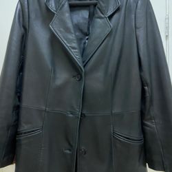 Woman Black Lambskin Leather Coat
