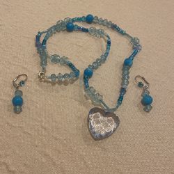 Ocean Blue Statement Necklace And Earrings Set