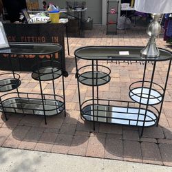 Bar Stand w/ Mirrored Glass Shelves