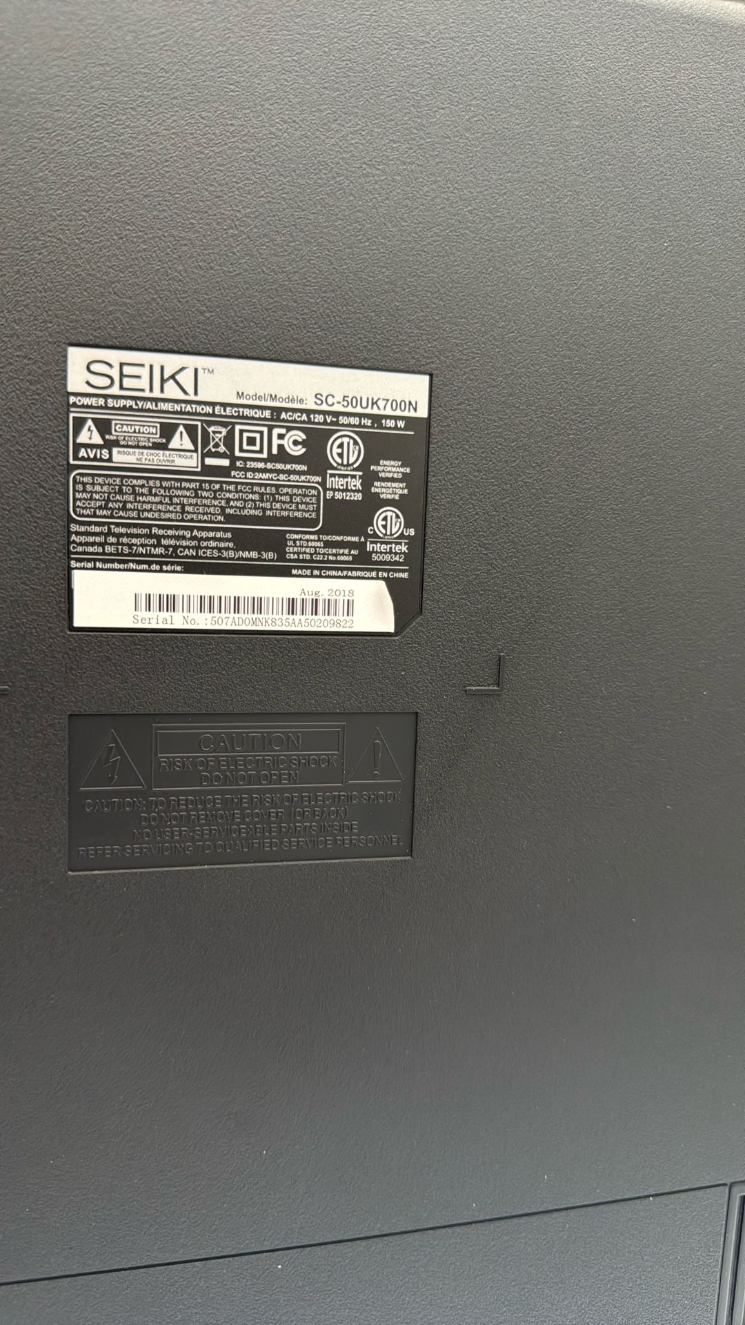 50” Seiki Smart Tv