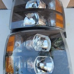 07-13 Chevrolet Silverado Headlights Luces Micas Calaveras Faros Faroles Focos Chevy Headlamps 
