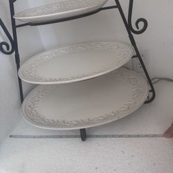 3-Tier Serving Stand with Embossed Plates – Farmhouse Style