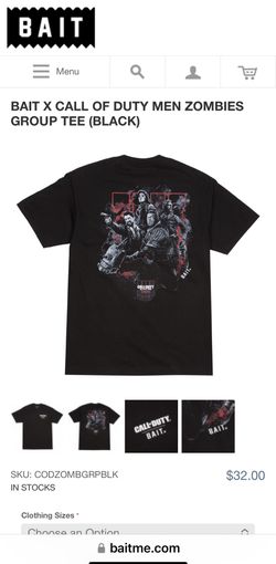 New BAIT X CALL OF DUTY MEN ZOMBIES GROUP TEE (BLACK